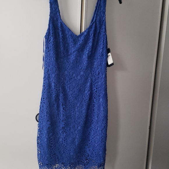 Guess Lace Bodycon Dress Blue 10 NWT - Picture 2 of 7